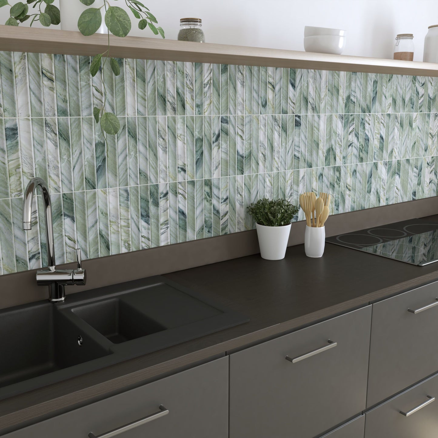Argos Fluted | 4.5"x9" Porcelain Fluted Marble Look Wall Tile