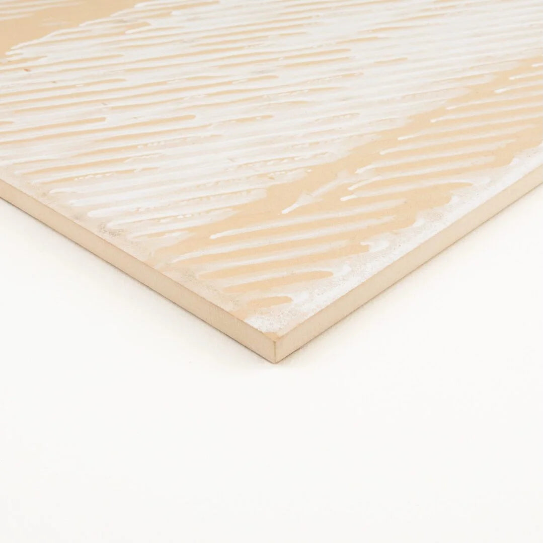Dimensi | 12"x36" Ceramic Ivory Herringbone Deco Wall Tile
