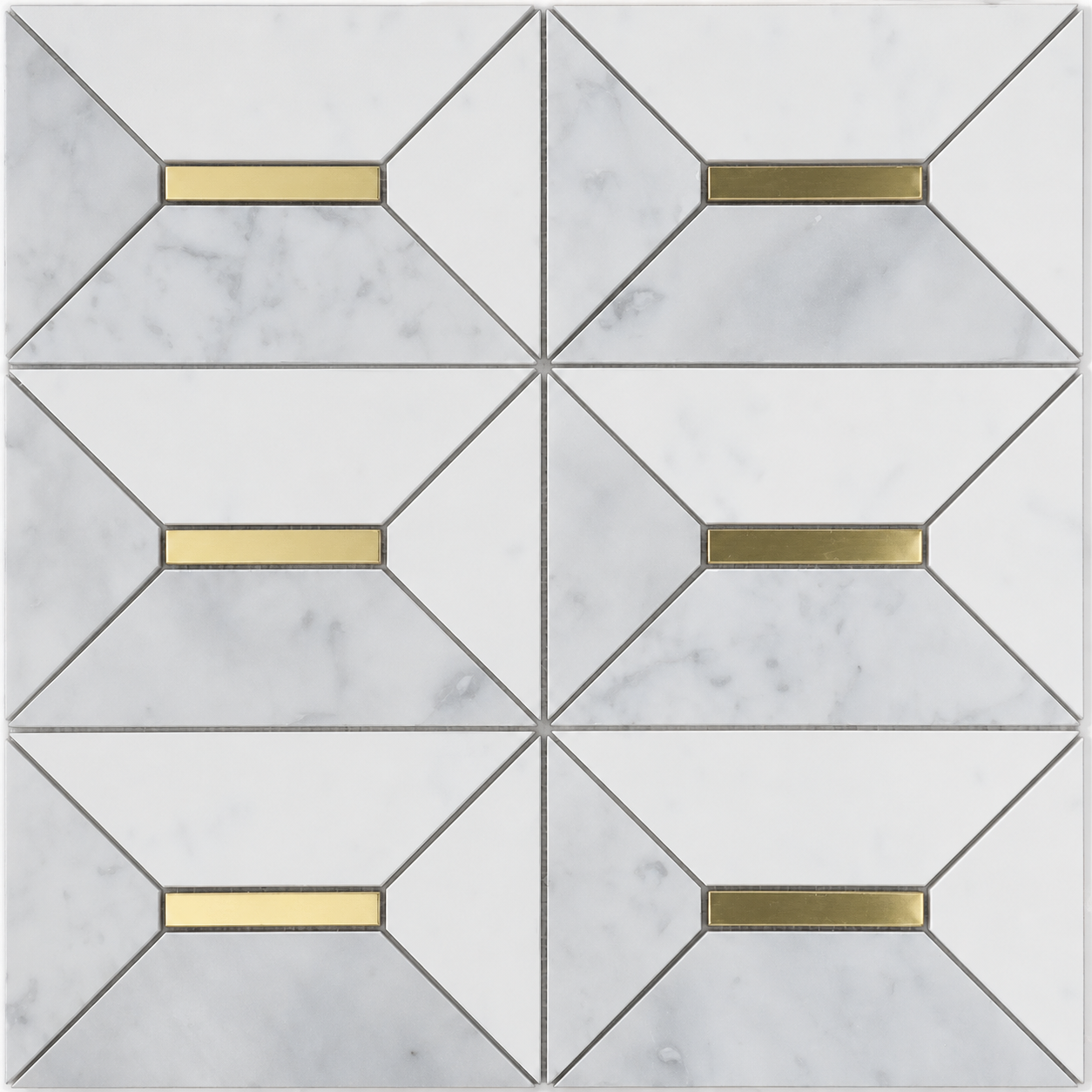 Gold + Marmo | 12"x12" Sahara Marble & Brass Mosaic Tile