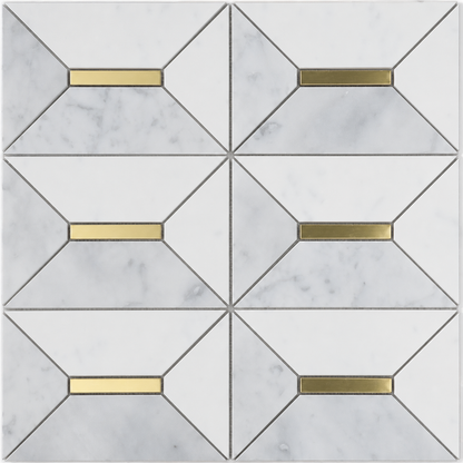 Gold + Marmo | 12"x12" Sahara Marble & Brass Mosaic Tile