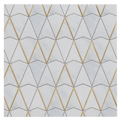Gold + Marmo | 12"x12" Verona Marble & Brass Mosaic Tile