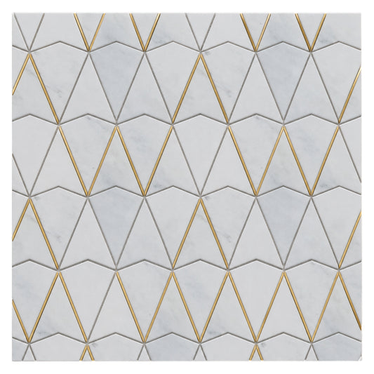 Gold + Marmo | 12"x12" Verona Marble & Brass Mosaic Tile