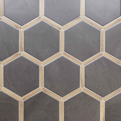 Villa Antica | Grafito Pino 9"x10" Porcelain Hexagon Wall & Floor Tile