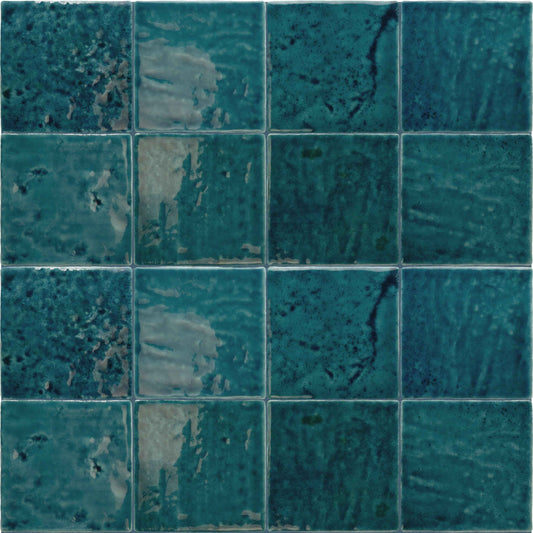 Meora | 4"x4" Ceramic Handmade Look Crackle Wall Tile