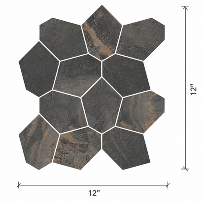 Bergen | 12"x12" Porcelain Leaves Mosaic Tile