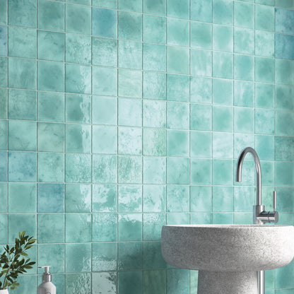 Meora | 4"x4" Ceramic Handmade Look Crackle Wall Tile