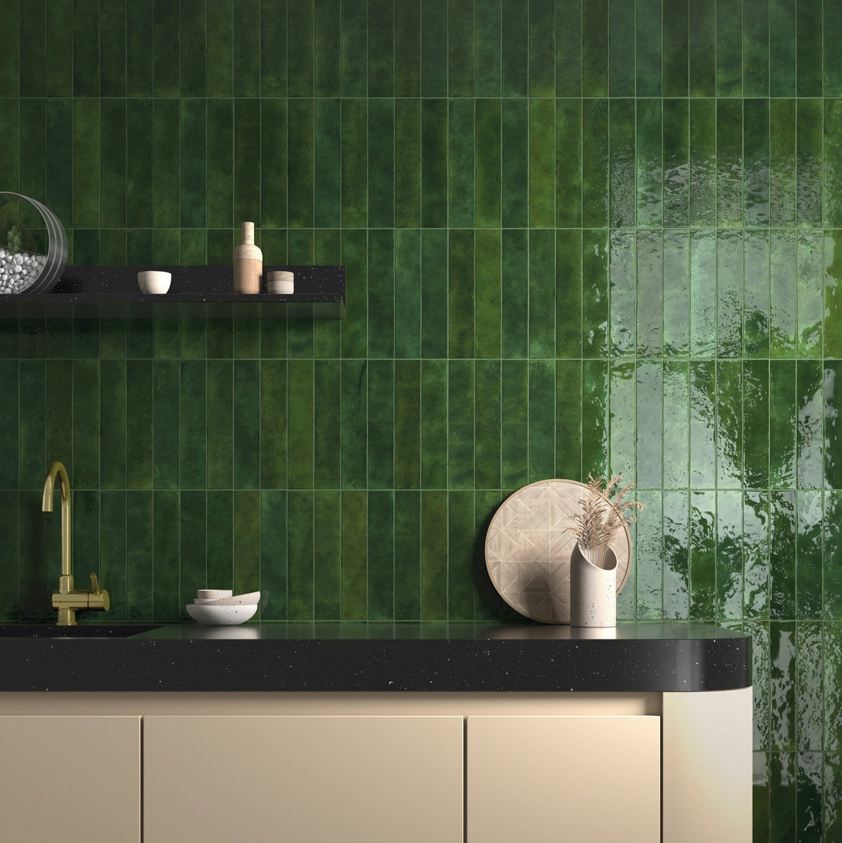 Meora | 2.5"x13" Ceramic Handmade Look Crackle Wall Tile