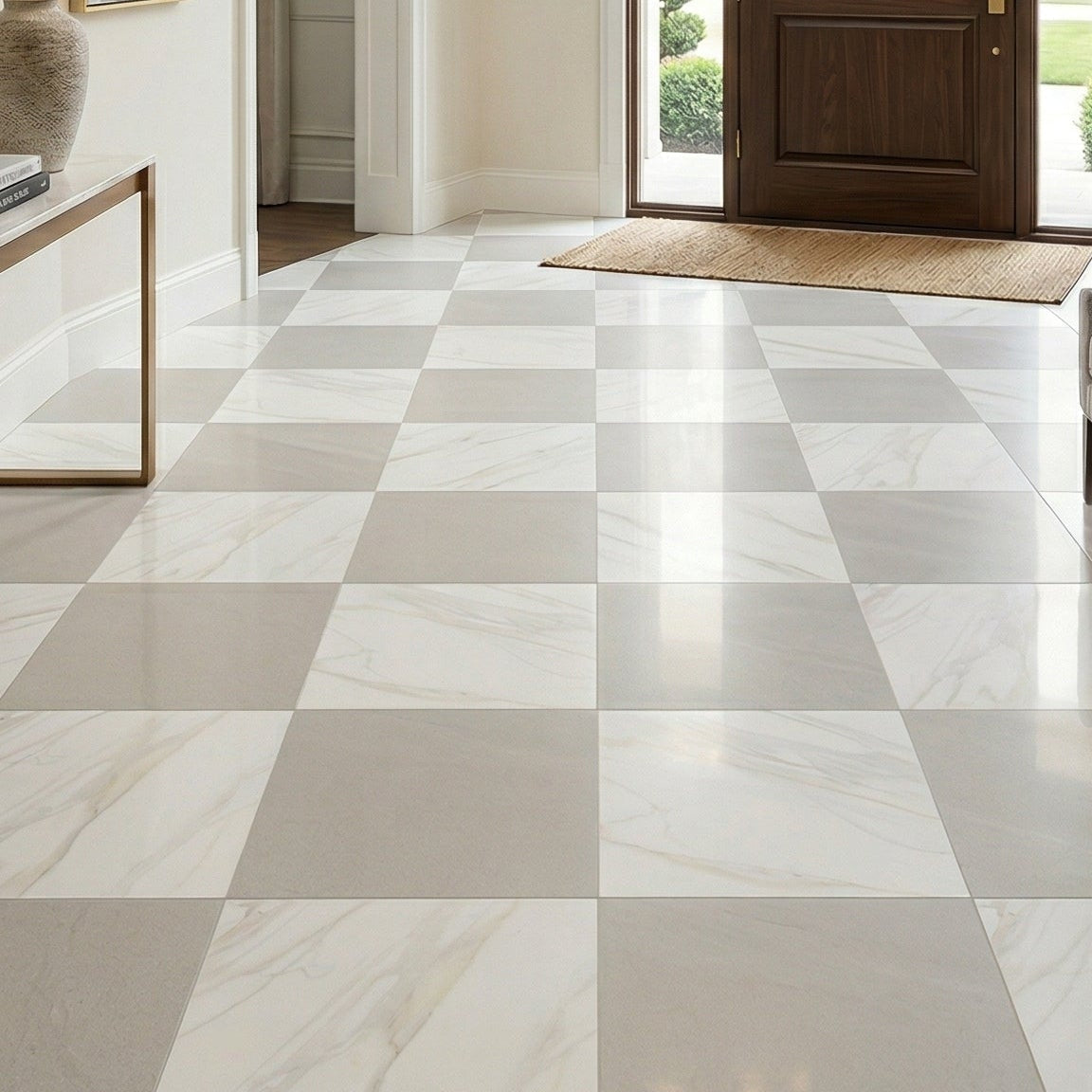 Precious Checkerboard | 24"x24" Marble Look Floor & Wall Tile