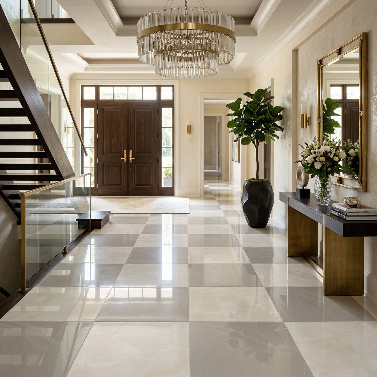 Precious Checkerboard | 24"x24" Marble Look Floor & Wall Tile