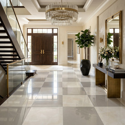 Precious Checkerboard | 24"x24" Marble Look Floor & Wall Tile