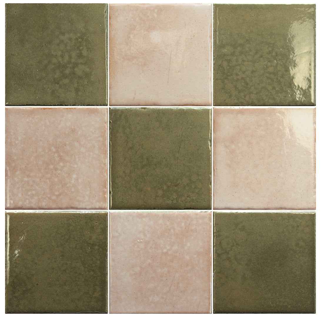 SS-32330-32335 | Bohemian Checker 4"x4" (Peachy Beachy/Bronze Green) - SAMPLE