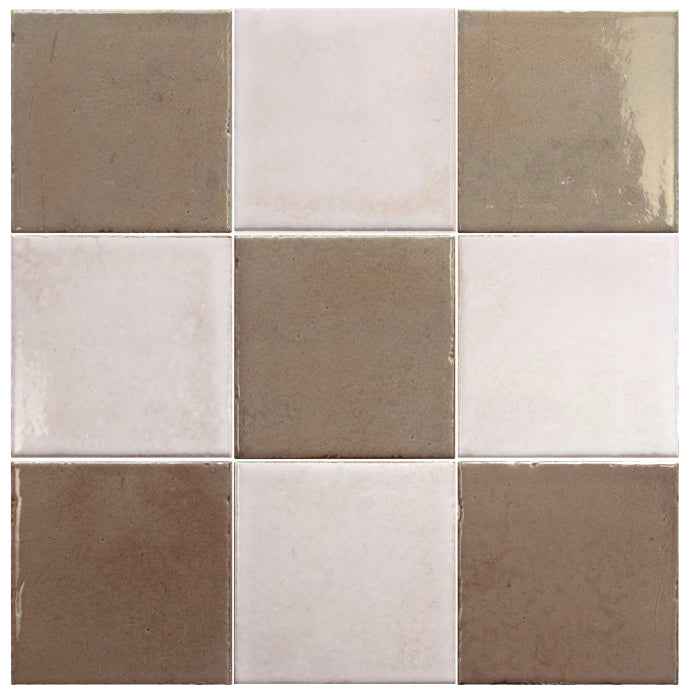 SS-32331-32332 | Bohemian Checker 4"x4" (Warm Cotton/Mink) - SAMPLE