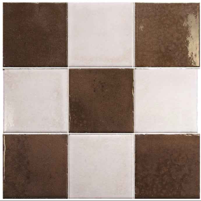 SS-32331-32333 | Bohemian Checker 4"x4" (Warm Cotton/Coffee Quartz) - SAMPLE