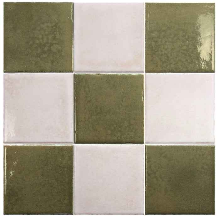 SS-32331-32335 | Bohemian Checker 4"x4" (Warm Cotton/Bronze Green) - SAMPLE