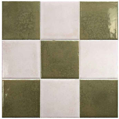 SS-32331-32335 | Bohemian Checker 4"x4" (Warm Cotton/Bronze Green) - SAMPLE
