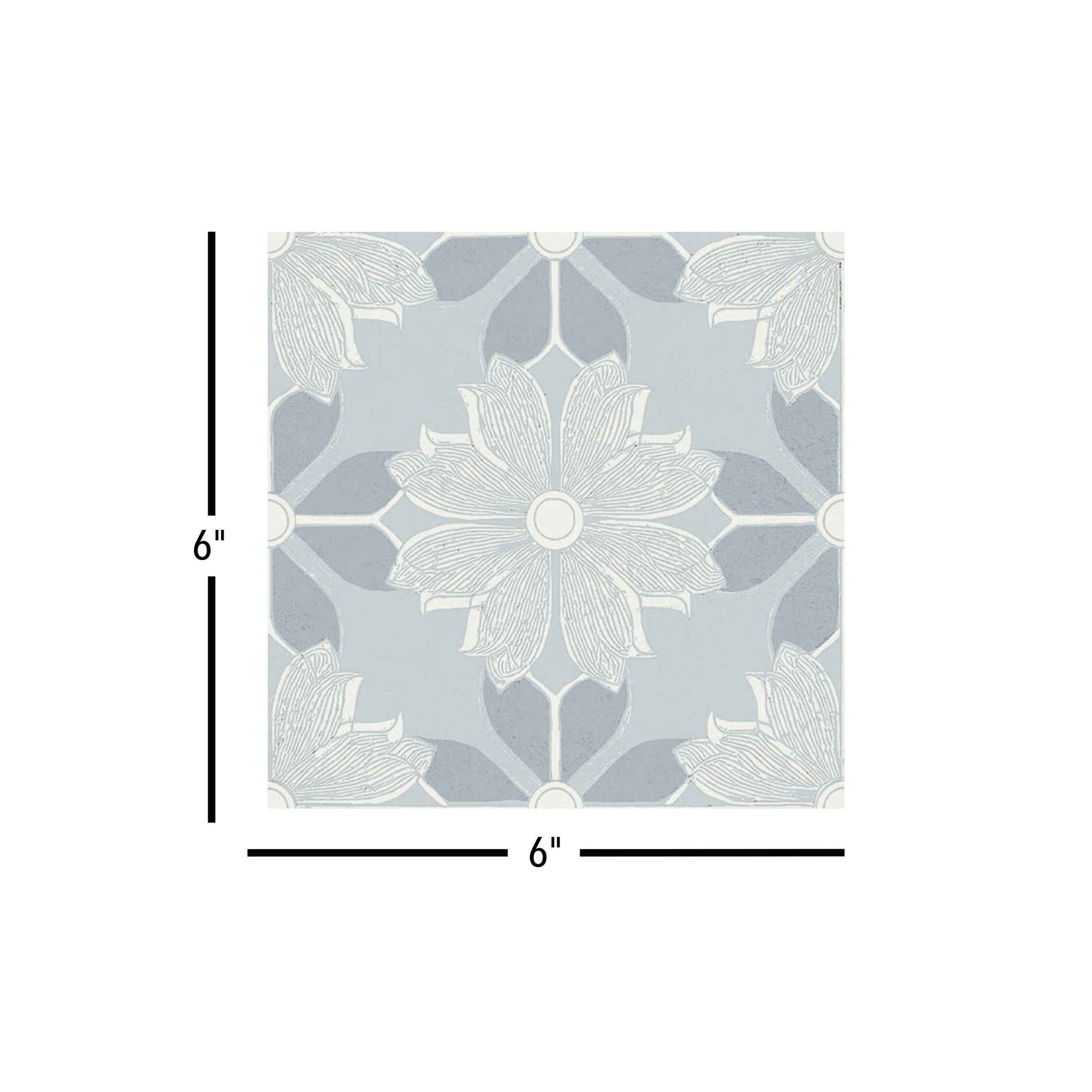 Flora Moda | 6"x6" Serena Porcelain Encaustic Look Floor & Wall Tile