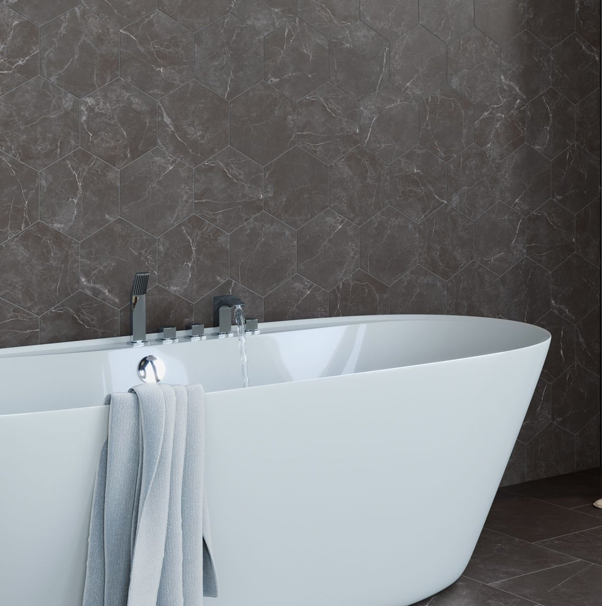 Sophia Hexagons | 8"x9" Porcelain Marble Look Floor & Wall Tile
