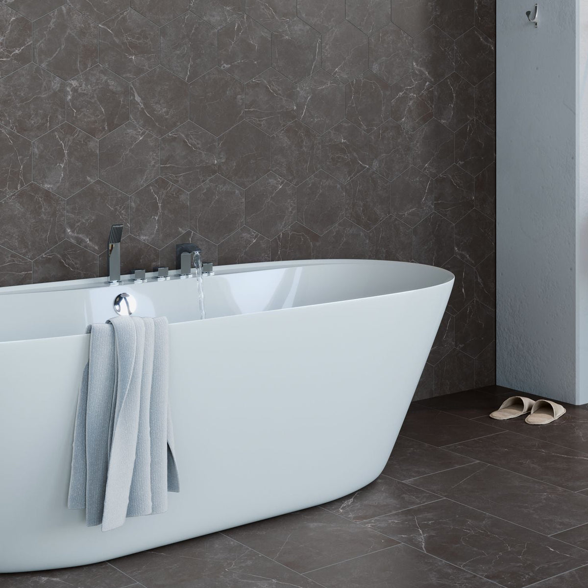Sophia Hexagons | 8"x9" Porcelain Marble Look Floor & Wall Tile