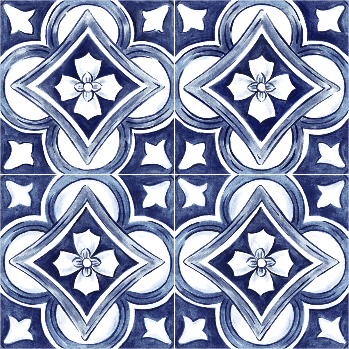 Amaras | 8"x8" Maiolica Deco Floor & Wall Tile