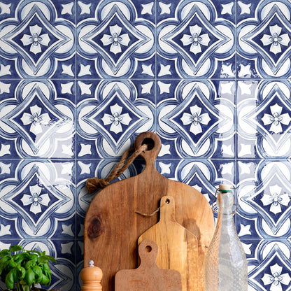 Amaras | 8"x8" Maiolica Deco Floor & Wall Tile