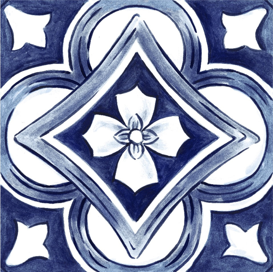 Amaras | 8"x8" Maiolica Deco Floor & Wall Tile