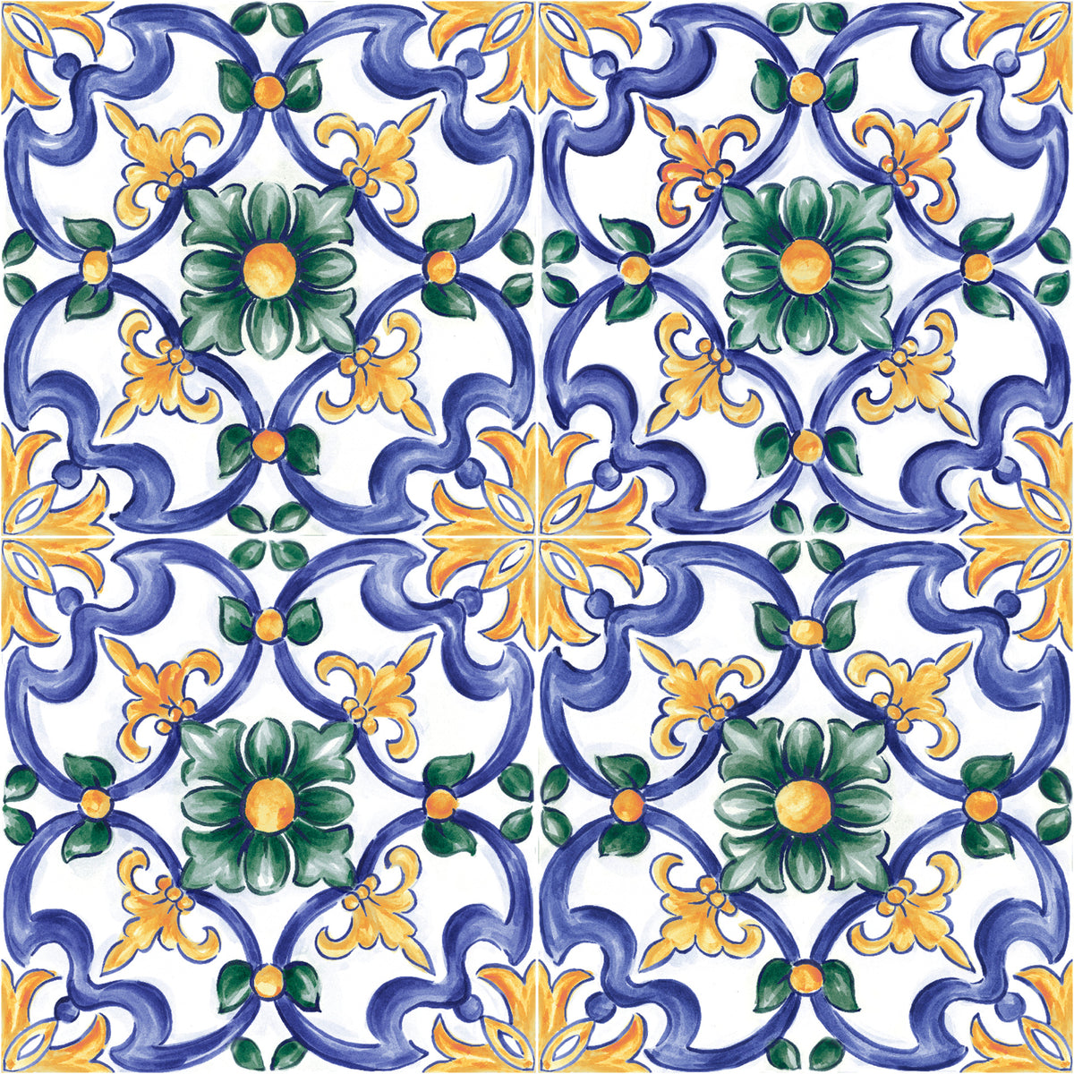 Amaras | 8"x8" Maiolica Deco Floor & Wall Tile