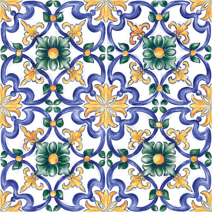 Amaras | 8"x8" Maiolica Deco Floor & Wall Tile