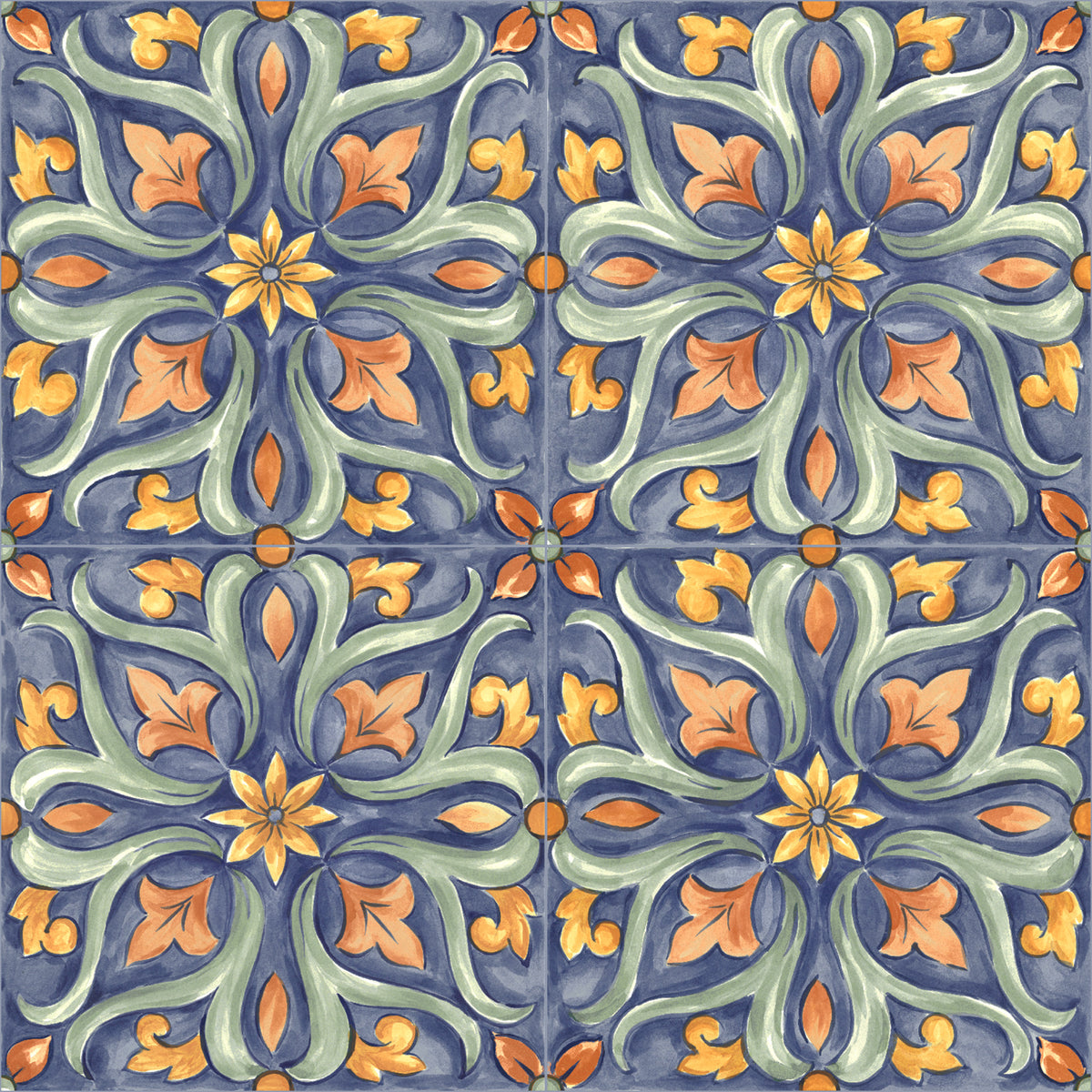 Amaras | 8"x8" Maiolica Deco Floor & Wall Tile