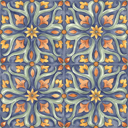 Amaras | 8"x8" Maiolica Deco Floor & Wall Tile