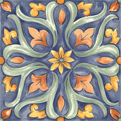 Amaras | 8"x8" Maiolica Deco Floor & Wall Tile