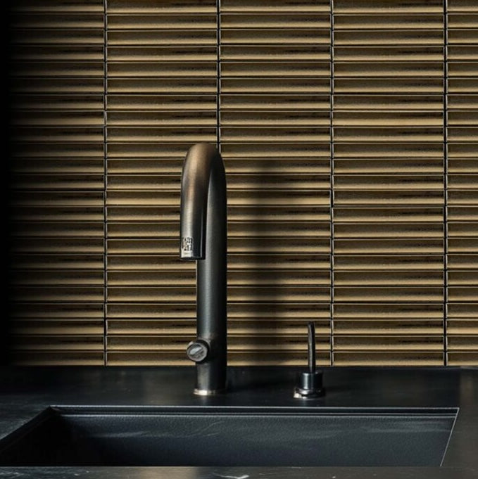 Stramus | 1"x6" Metallic Porcelain Mosaic Wall Tile