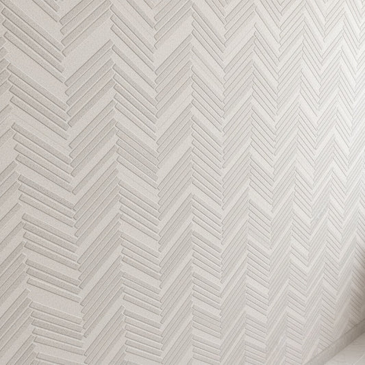 Dimensi | 12"x36" Ceramic Ivory Herringbone Deco Wall Tile