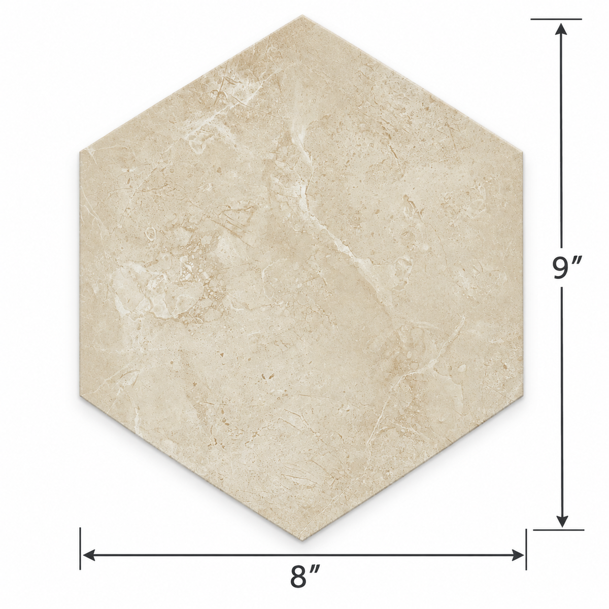Sophia Hexagons | 8"x9" Porcelain Marble Look Floor & Wall Tile