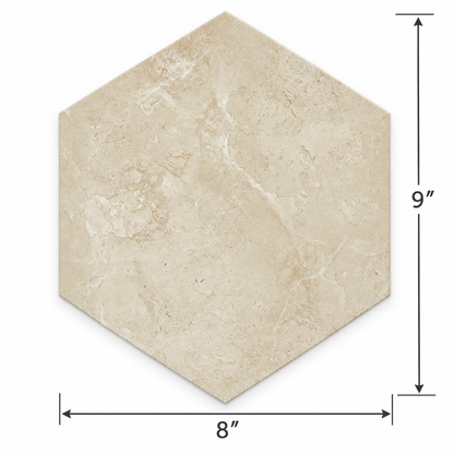 Sophia Hexagons | 8"x9" Porcelain Marble Look Floor & Wall Tile