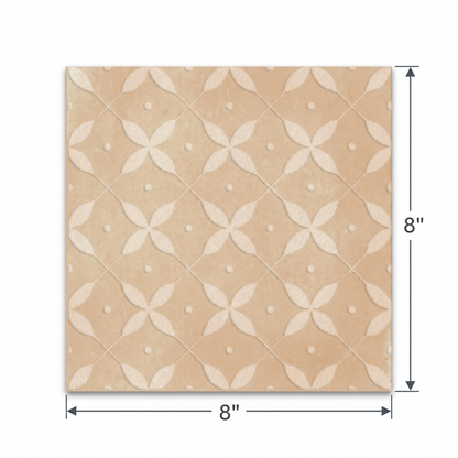 Amaras | 8"x8" Porcelain Zucchero Deco Floor & Wall Tile
