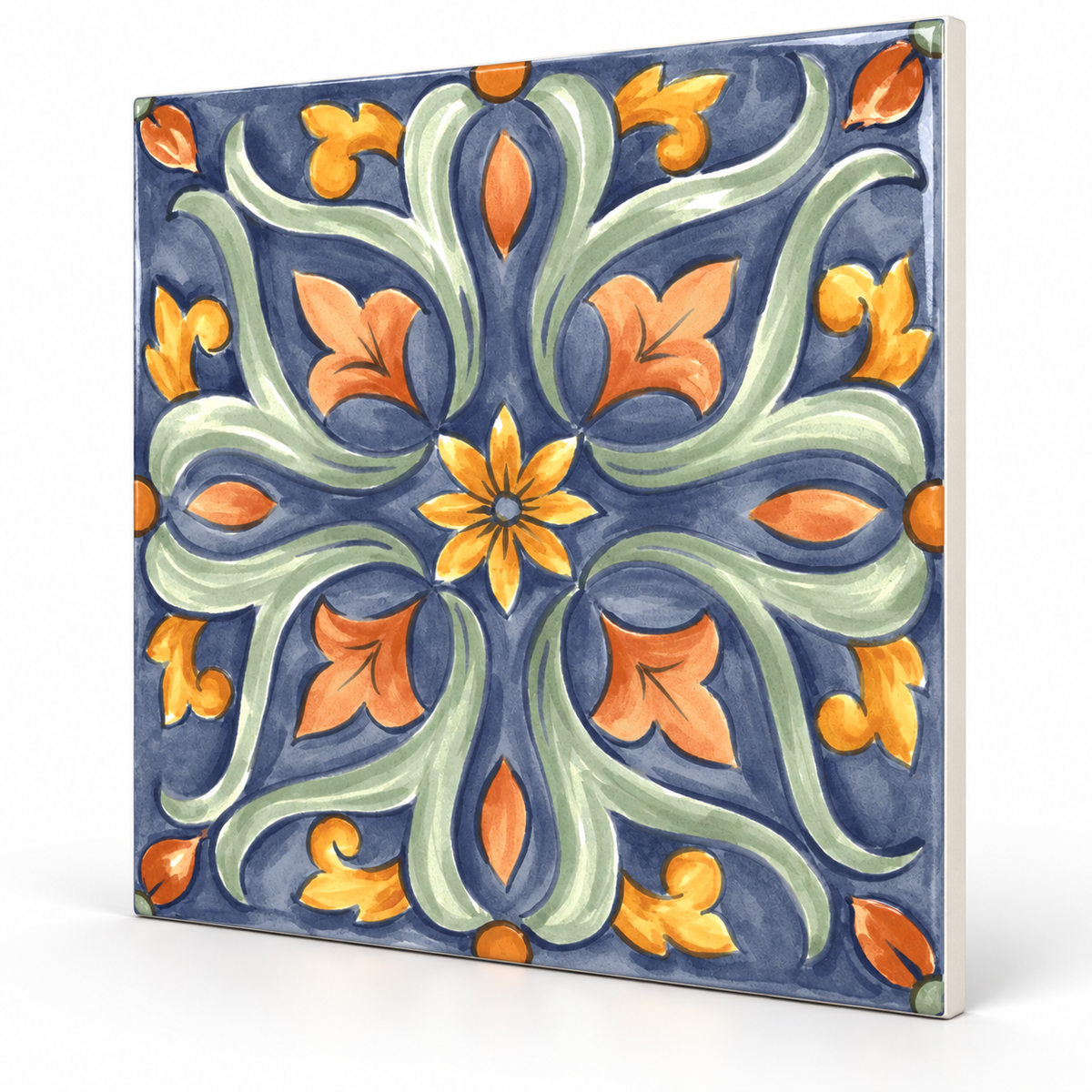 Amaras | 8"x8" Maiolica Deco Floor & Wall Tile