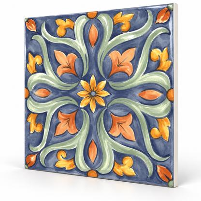 Amaras | 8"x8" Maiolica Deco Floor & Wall Tile