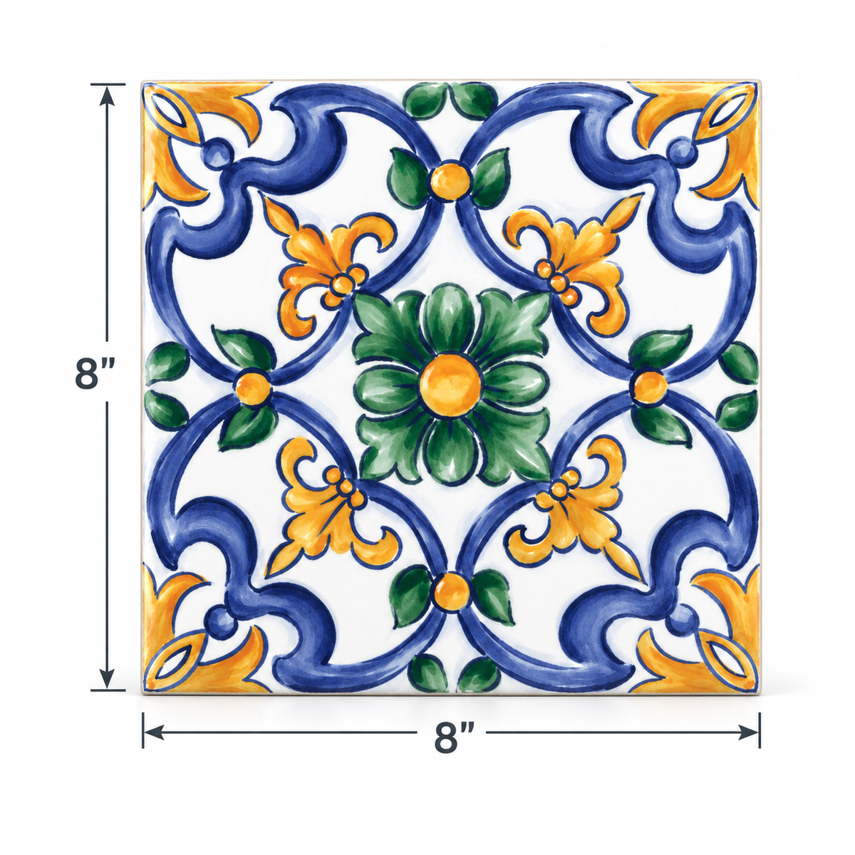 Amaras | 8"x8" Maiolica Deco Floor & Wall Tile