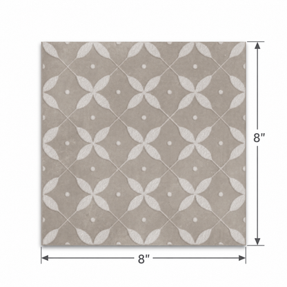 Amaras | 8"x8" Porcelain Zucchero Deco Floor & Wall Tile