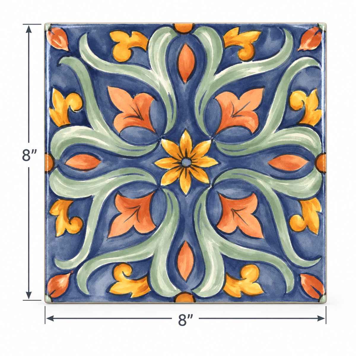 Amaras | 8"x8" Maiolica Deco Floor & Wall Tile