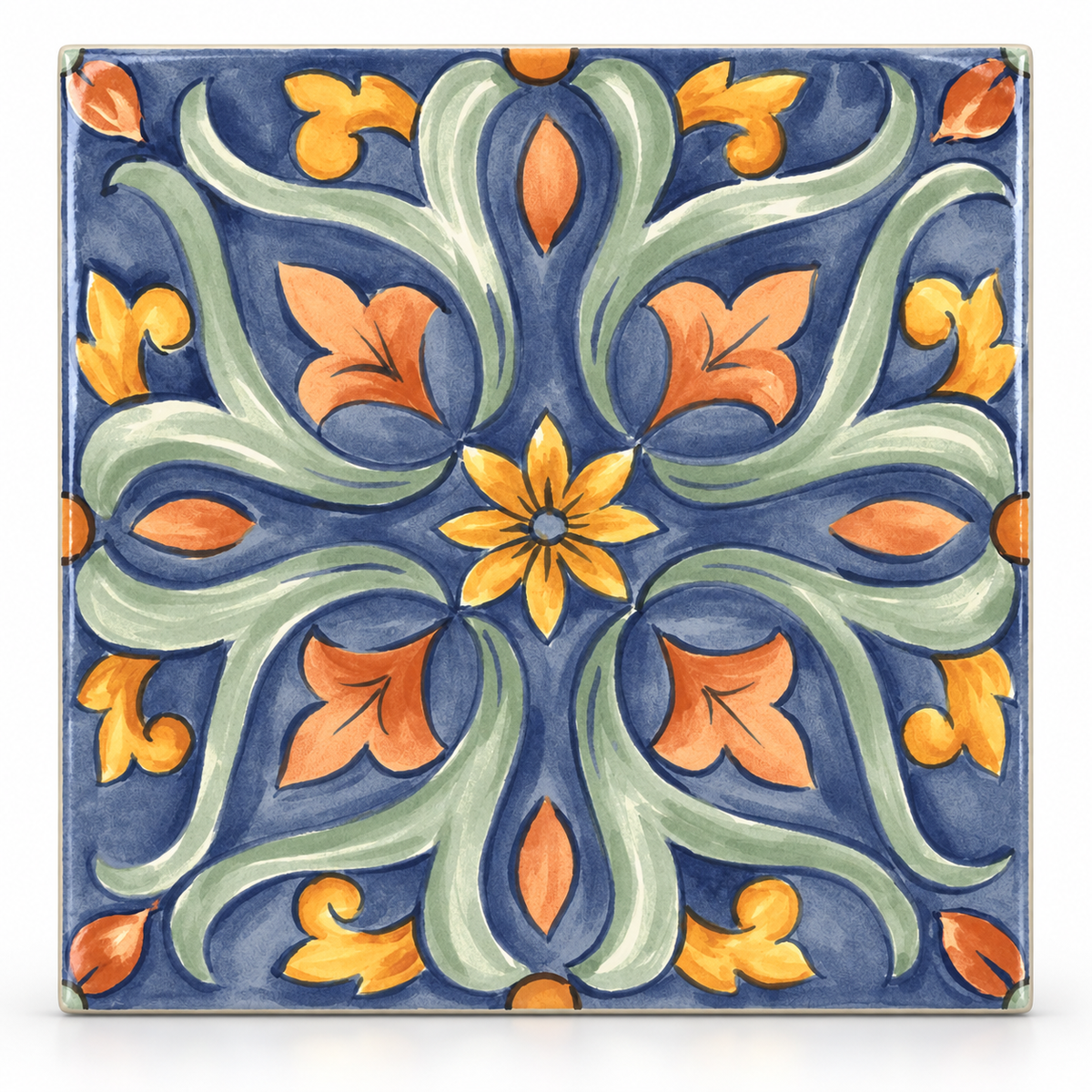Amaras | 8"x8" Maiolica Deco Floor & Wall Tile