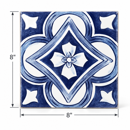 Amaras | 8"x8" Maiolica Deco Floor & Wall Tile
