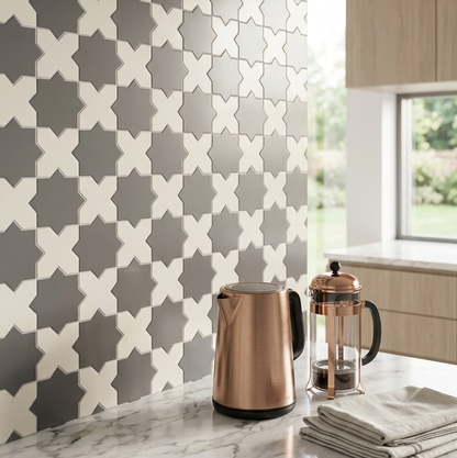 Porto Checker | Porcelain Star+Cross Floor & Wall Tile