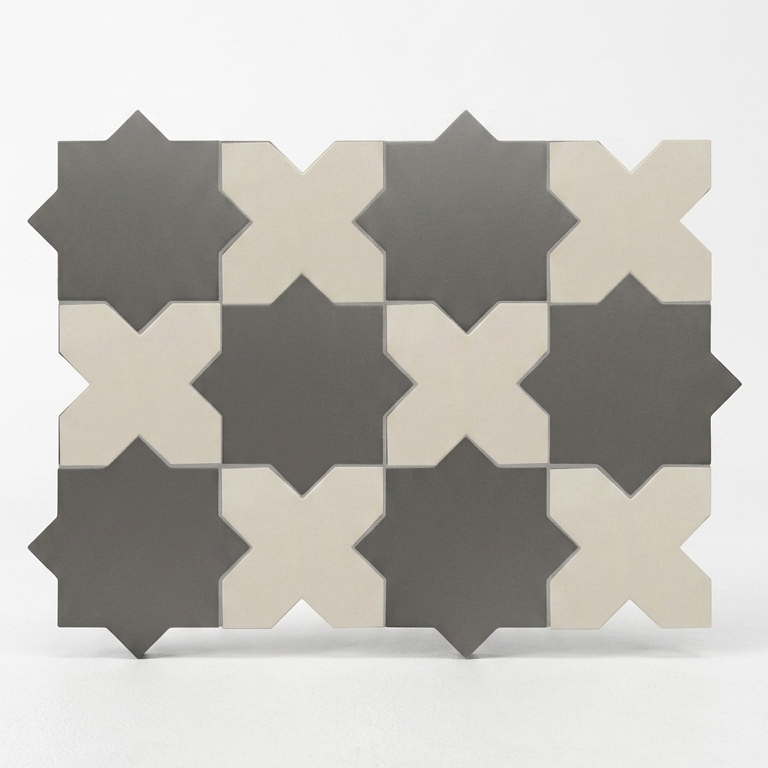 Porto Checker | Porcelain Star+Cross Floor & Wall Tile