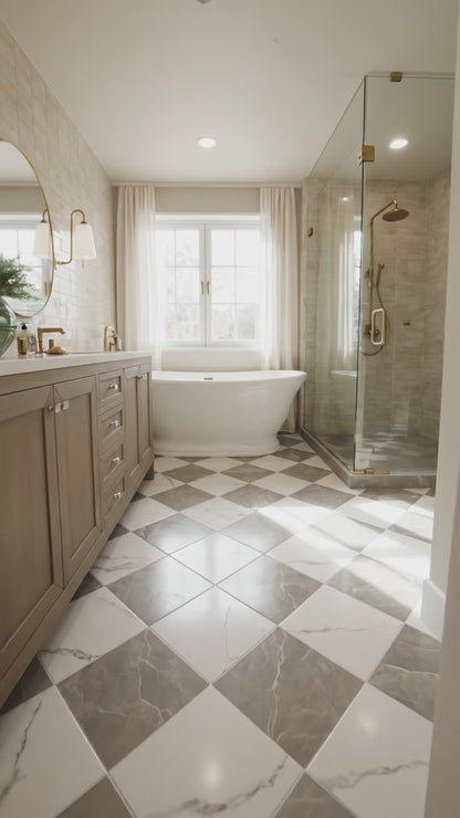Sophia Checkerboard | 12"x12" Porcelain Marble Look Floor & Wall Tile
